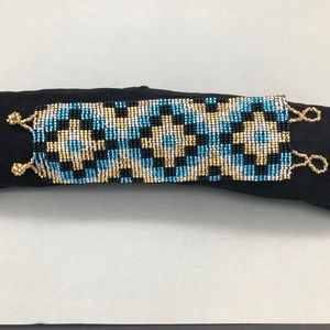 Striking Black and Gold Beaded Cuff